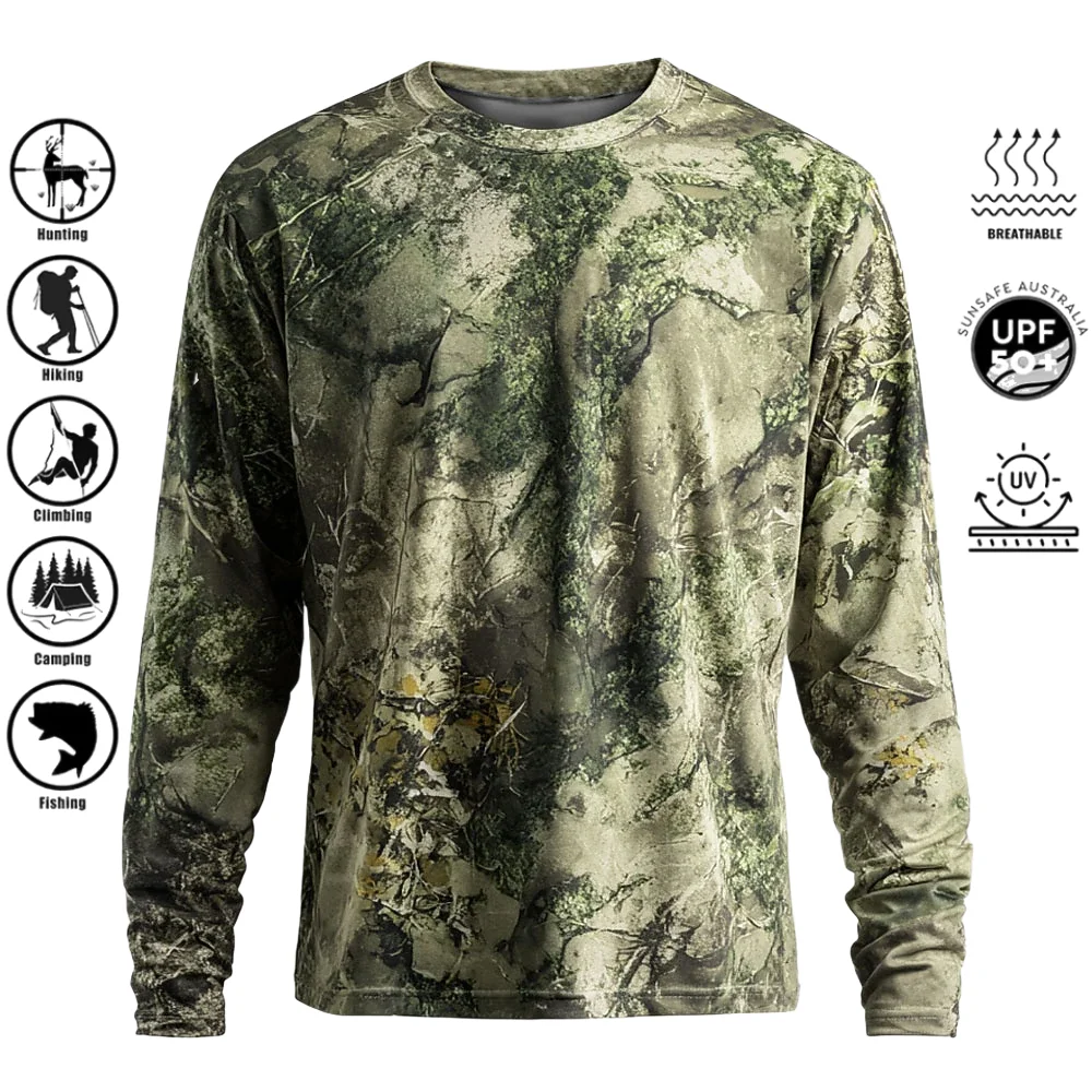 Outdoor Hunting Prints - T-shirt à manches longues pour hommes,